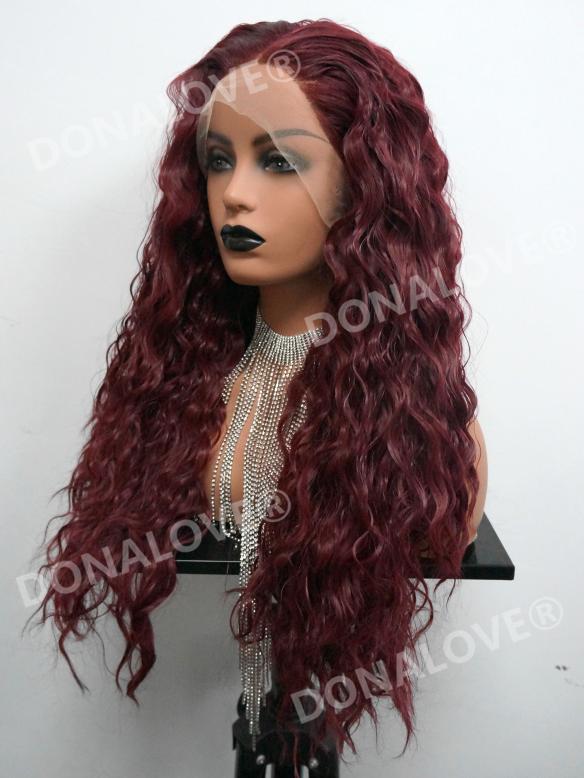 Rötlich Braun Lockige Lange Synthetische Lace Front Perücke-SNY159