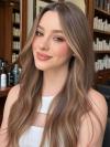Braun Echthaar Perücke mit blond Highlights EH037