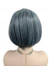 Bob-Schnitt synthetische Perücke in Schwarz-WeißGrau (Lace Part) DLP048
