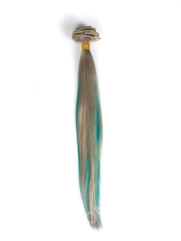 Aschenblond mit Grau Highlight Clip In Hair Extensions CD020