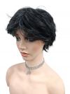 Schwarze synthetische Perücke mit silberfarbenen Strähnen (Basis Kappe) DBK002