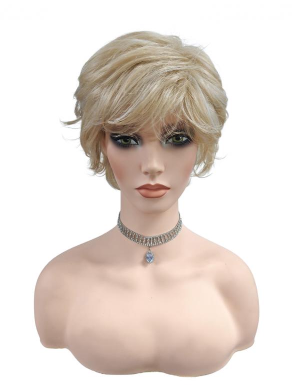 Modische synthetische Perücke in blond mit gewellten gemischten Lagen (Basis Kappe) DBK006