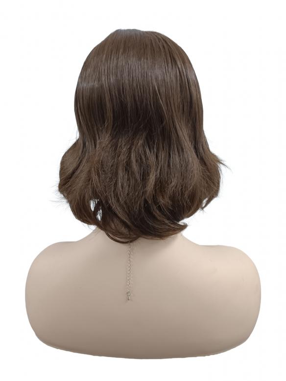 Warmbraune gewellte gestufte Synthetische Perücke (Lace Part) DLP024