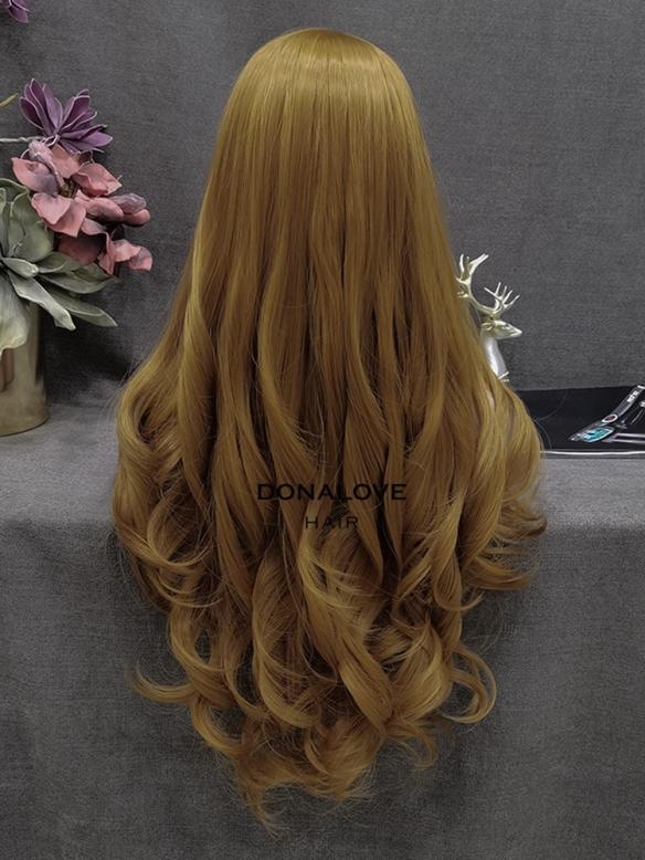 Braune Lange Wellige Synthetische Lace Front Perücke SNY351