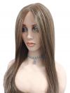 Seidige braune synthetische Perücke mit Wasserfall-Style (Lace Part) DLP029