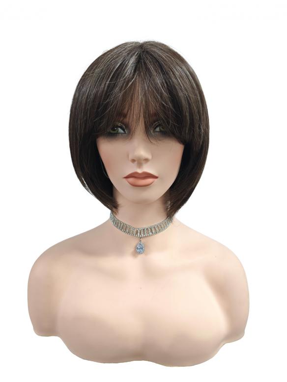 Mittelbrau gemischt mit hellem Honigbraun Synthetisch Perücke (Basis Kappe) DBK012