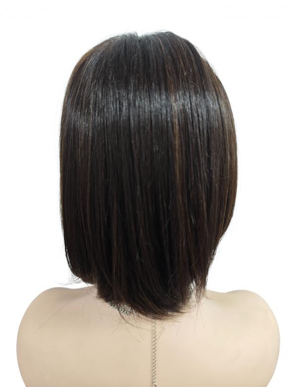 Dunkelbraun mit blonden Highlights Synthetische Perücke (MONO TOP) DMT007