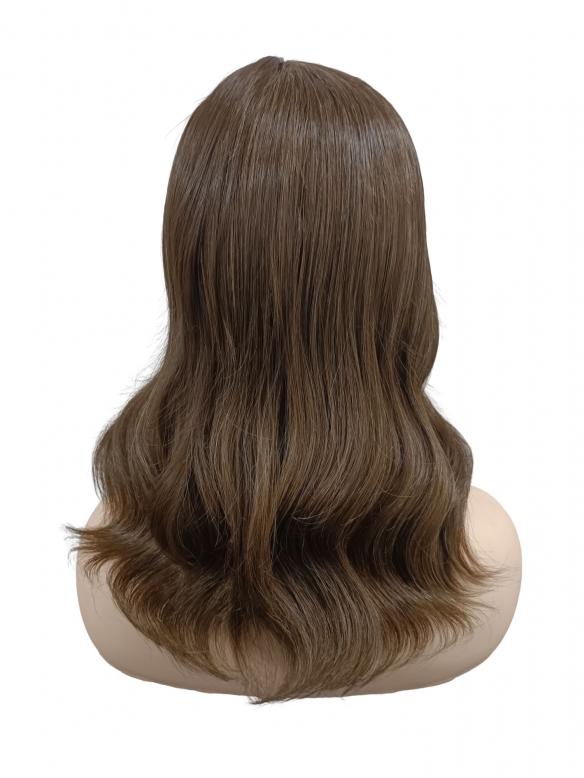 Mittelbraune Perücke mit welligem Stufenschnitt und natürlichem Volumen (Lace Part) DLP023