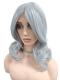 Gewellte synthetische Perücke in Grau-Weißblond (Lace Part) DLP046