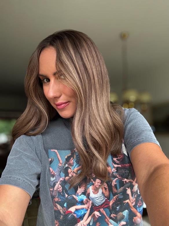 Echthaar Braun Balayage Lange Wellige Perücke Zeitloser Klassiker Natürliche Echthaarperücke EH064