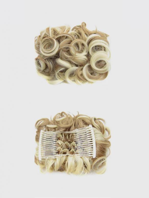 Kurzes Lockiges Dutt Haarteil Messy Bun Look HE005