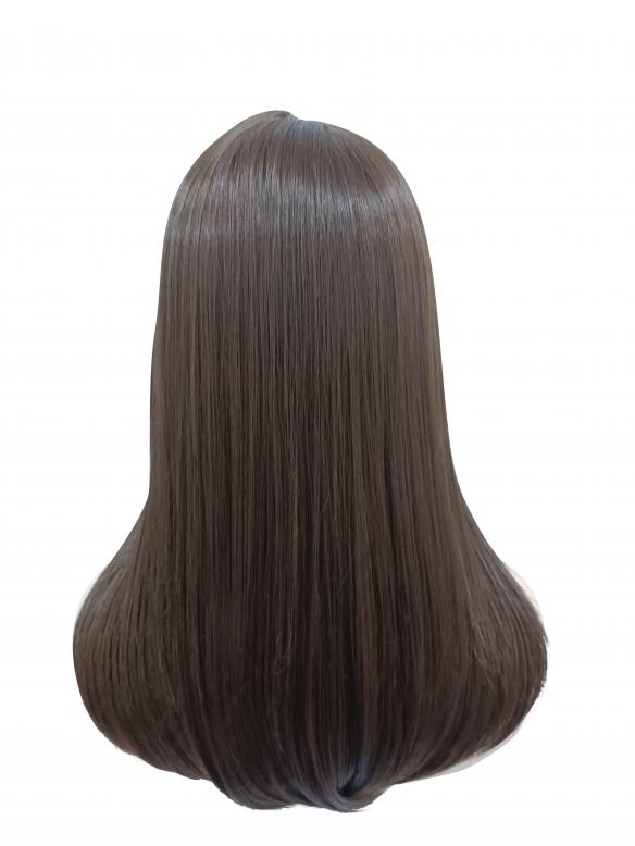 Dunkelbraune glatte Synthetsiche Perücke (Lace Part) DLP005