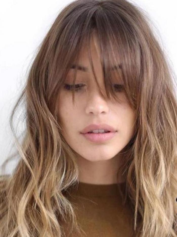 Braun-Ombre-Blond Wellig Echthaar Perücke HH092