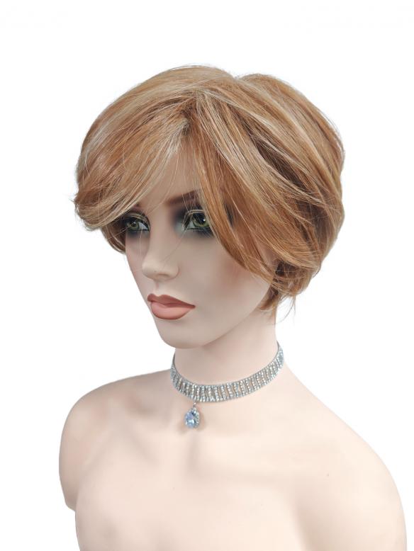 Synthetische Perücke in dunklem Kupferrot (Basis Kappe) DBK008