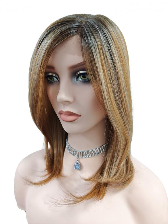 Synthetische Perücke in Blond Auburn mit seidigem glattem Haar (Lace Part) DLP040