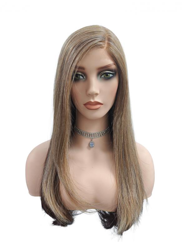 Extra lange synthetische Perücke in warmem Braunblond mit glattem Haar (Lace Part) DLP002
