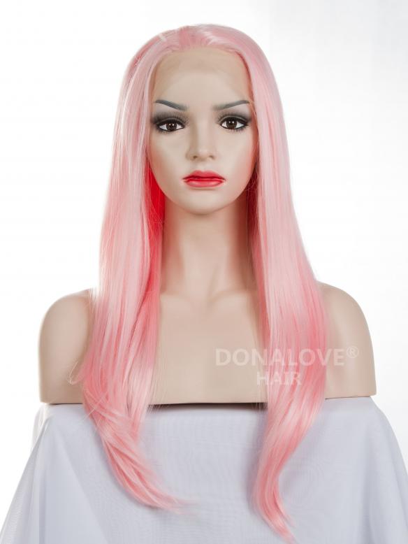 Rosa Hüftlänge Gerade Synthetische Lace Perücke-SNY011