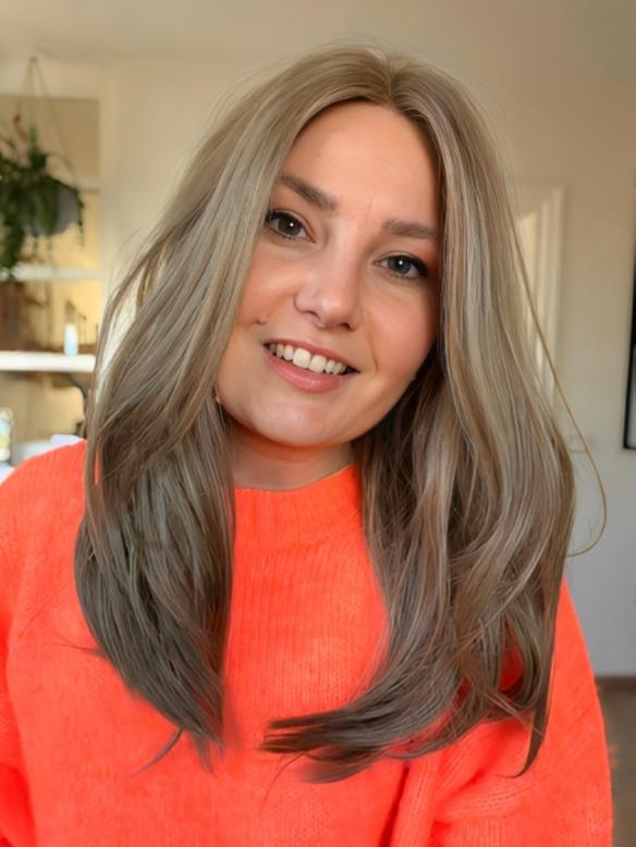 Natürlich blonde lange Kunsthaarperücke (Lace Front) DLP012